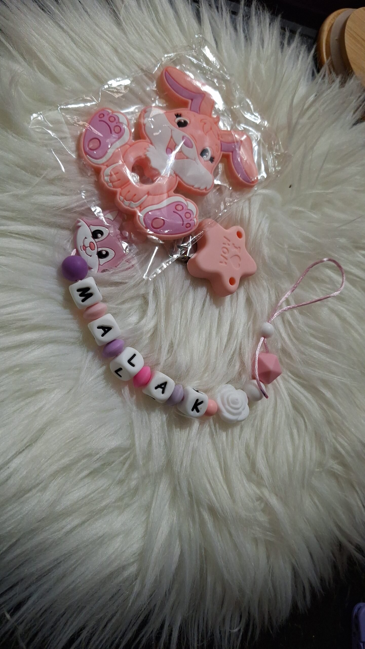 Attache tétine fille rose TimaArt
